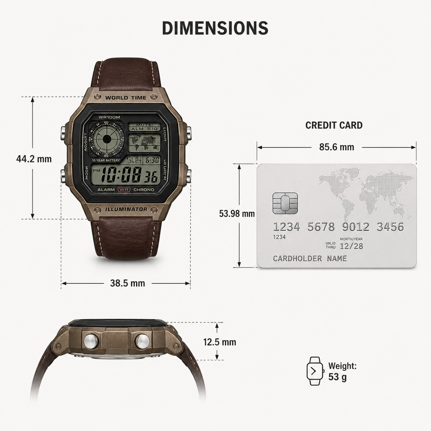Image of Ticko World time mens watch World Time Mens Watc Brown Colour Digital Watch - For Men