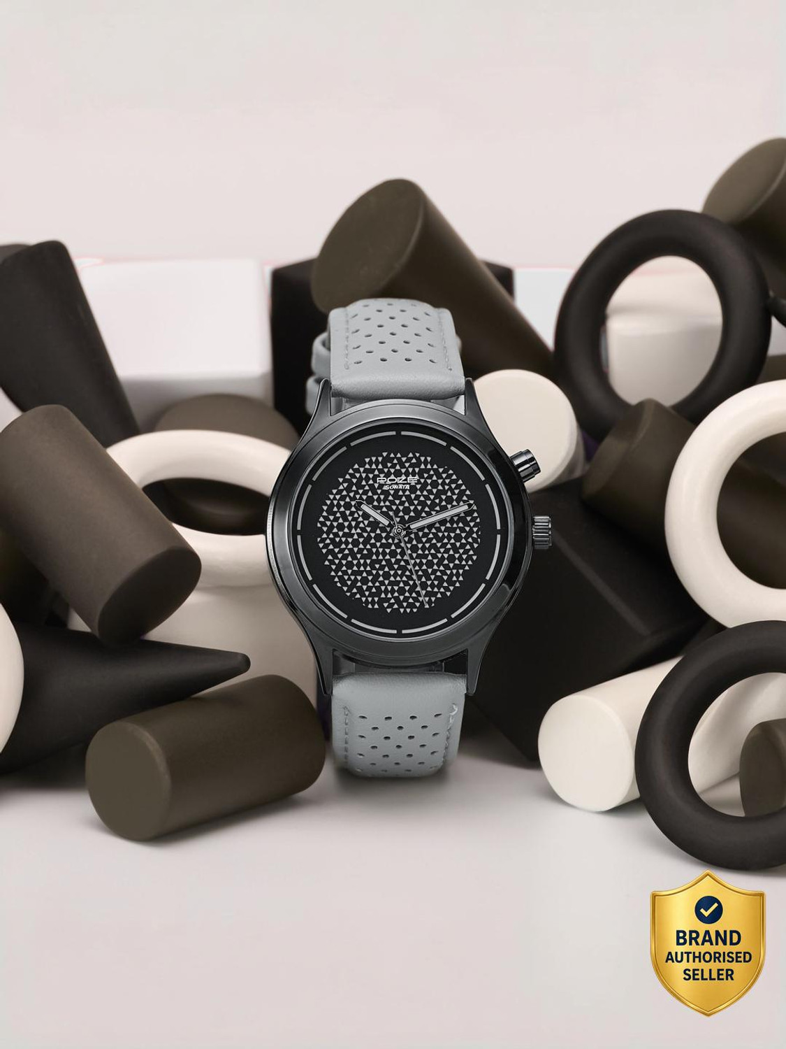 Image of SONATA Poze 8 Sonata Poze 8 EL Glow Watch Grey Dial Grey PU Leather Strap Analog Watch - For Men