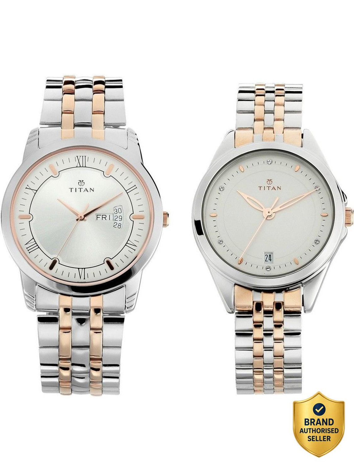 Titan Titan Bandhan Silver Dial TwoToned Stainless Steel Strap Couple Analog Watch  - For Couple