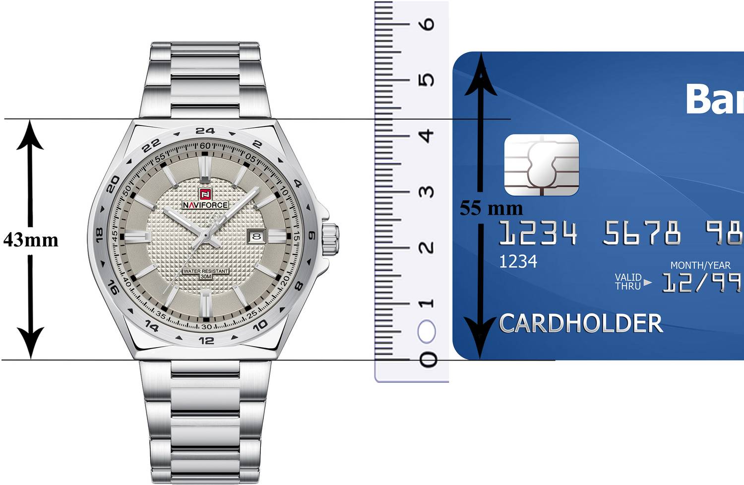 NAVIFORCE NF9266 Grey Dial Silver Stainless Steel Watch - Image 3