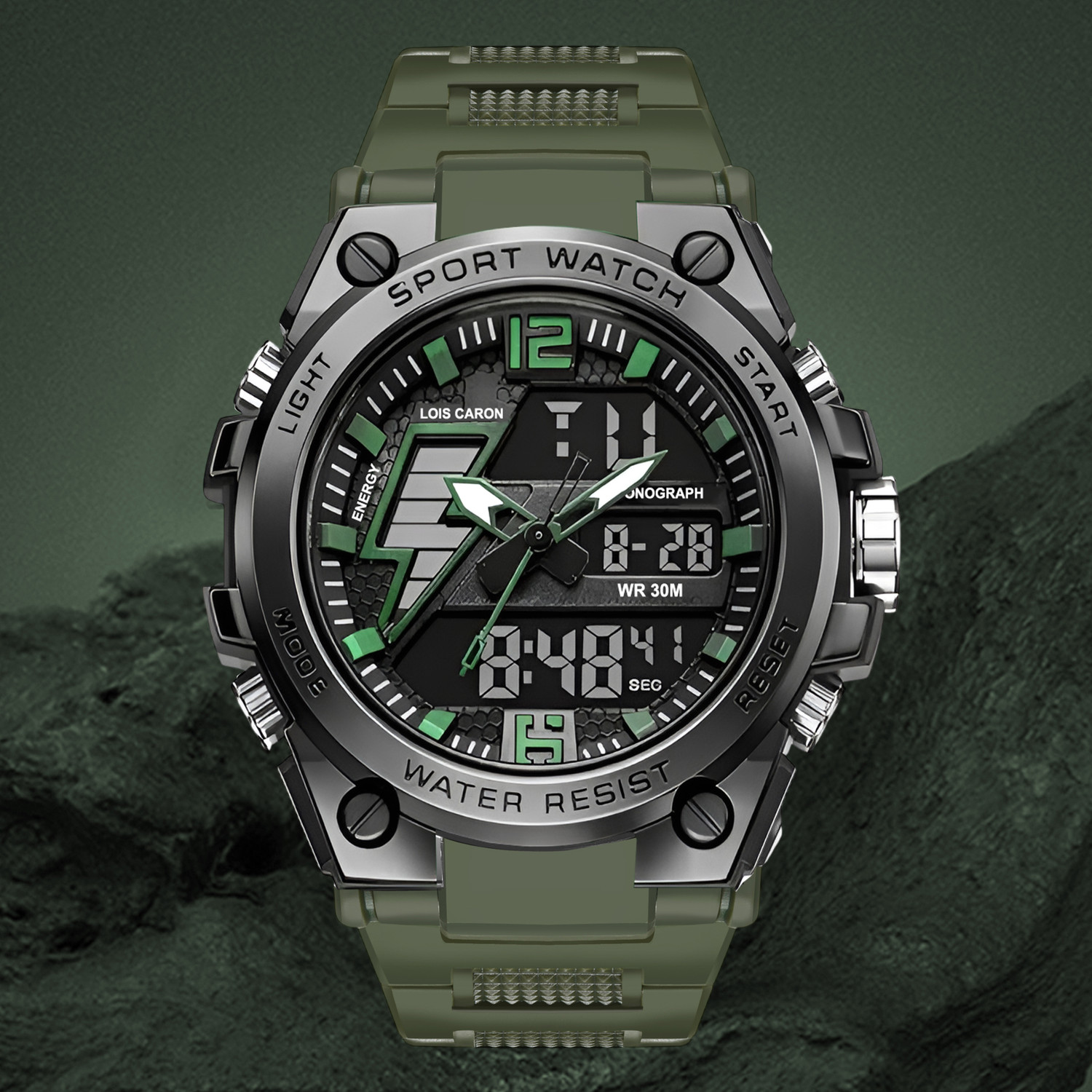 Image of LOIS CARON Analog Digital Watch for Men | Multifunction Stopwatch Dual Display Wrist Watch Analog-Digital Watch - For Men