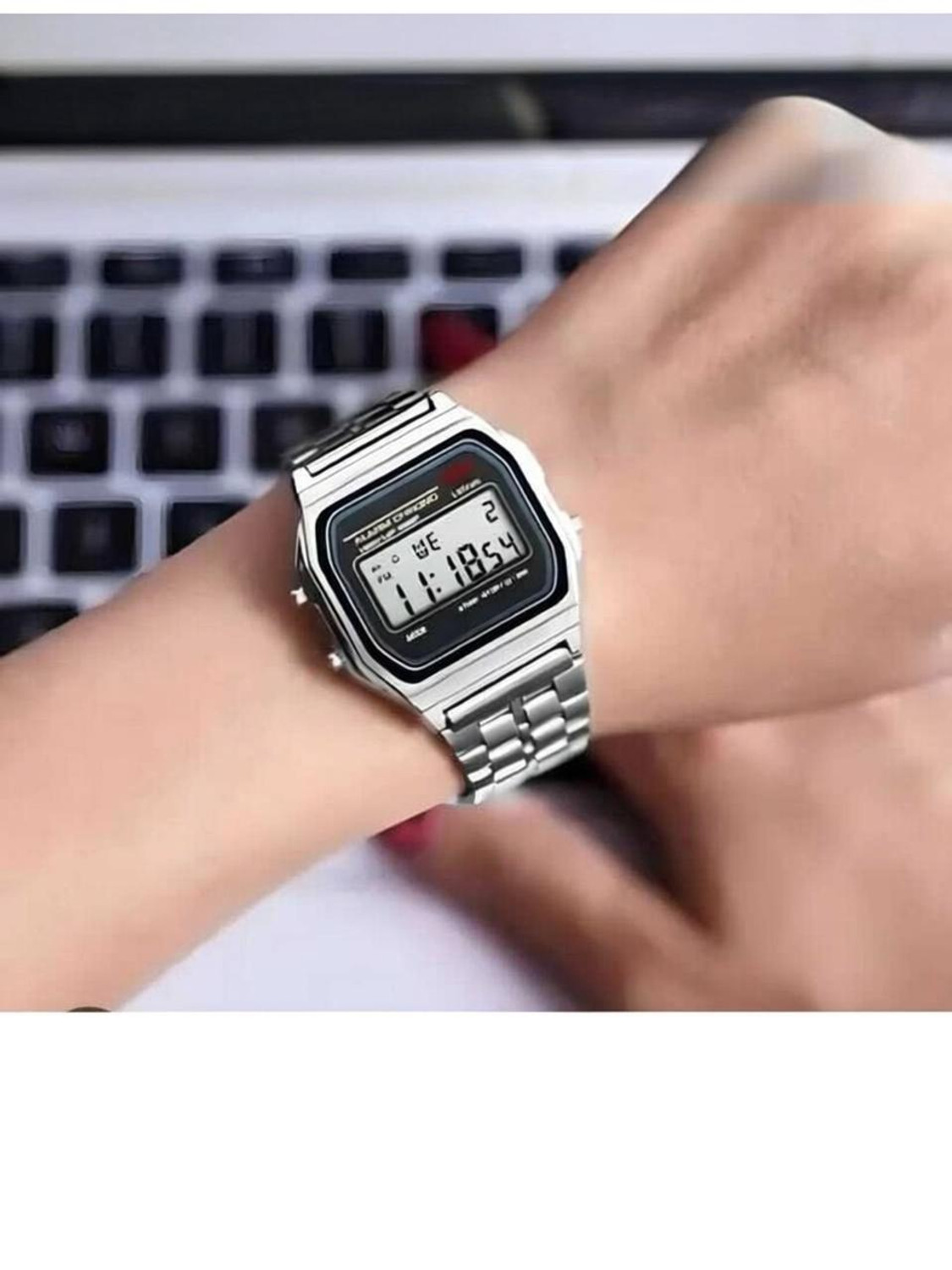 Image of Zadinga Dial Color: Grey, Case Shape: Rectangular Watch Movement Type: Quartz, Watch Display Type: Digital and Stainless Digital Watch - For Men