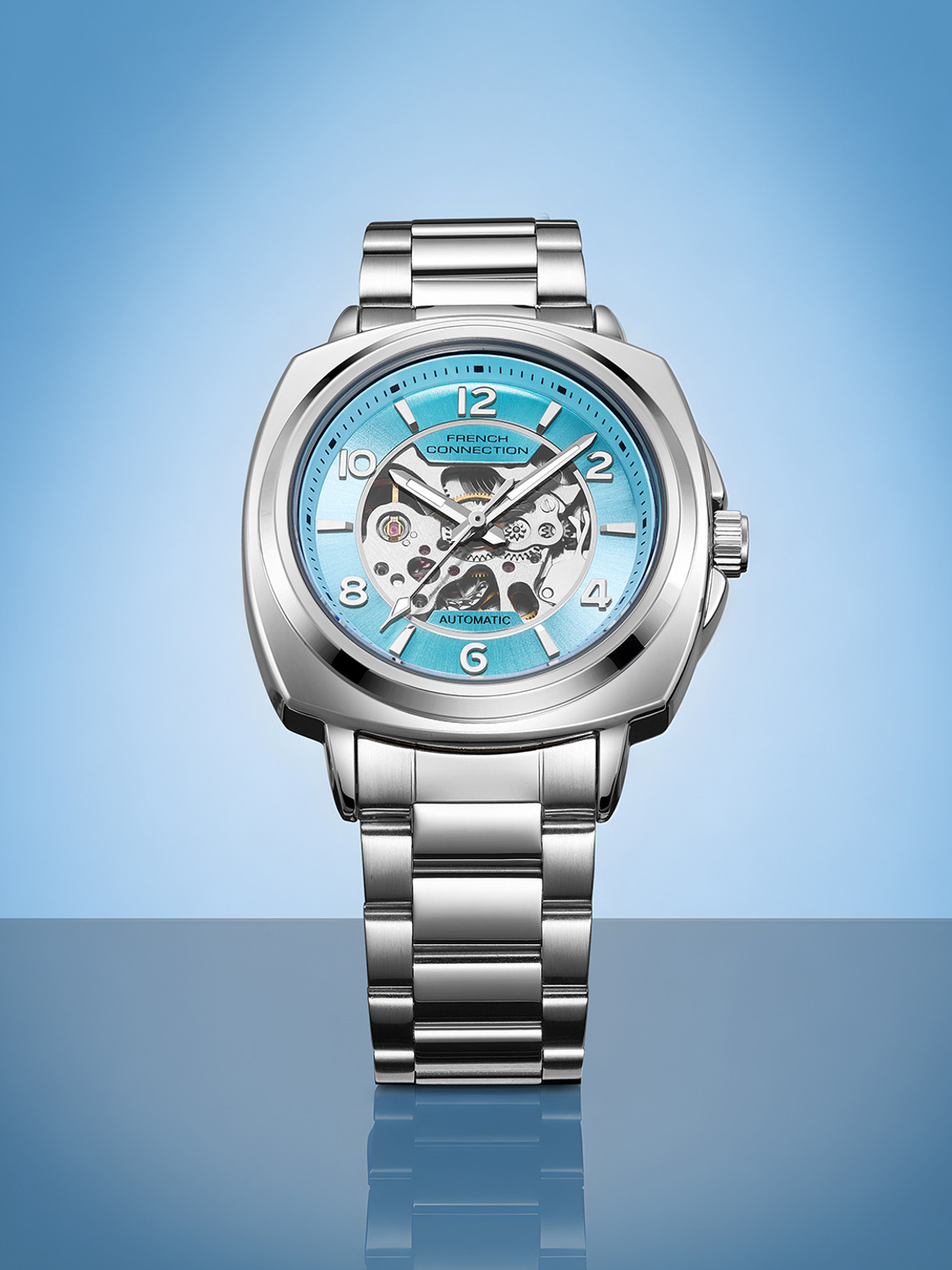 Image of French Connection FCA44USM Blue Sunray Round Dial Automatic Analog Watch - For Men