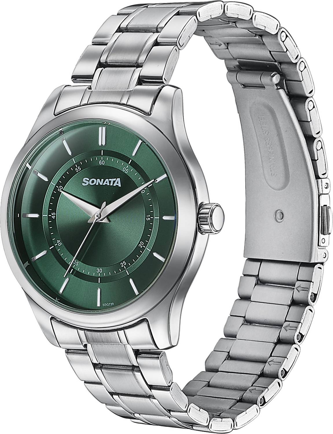 Sonata Green Dial Silver Stainless Steel Watch - Image 5