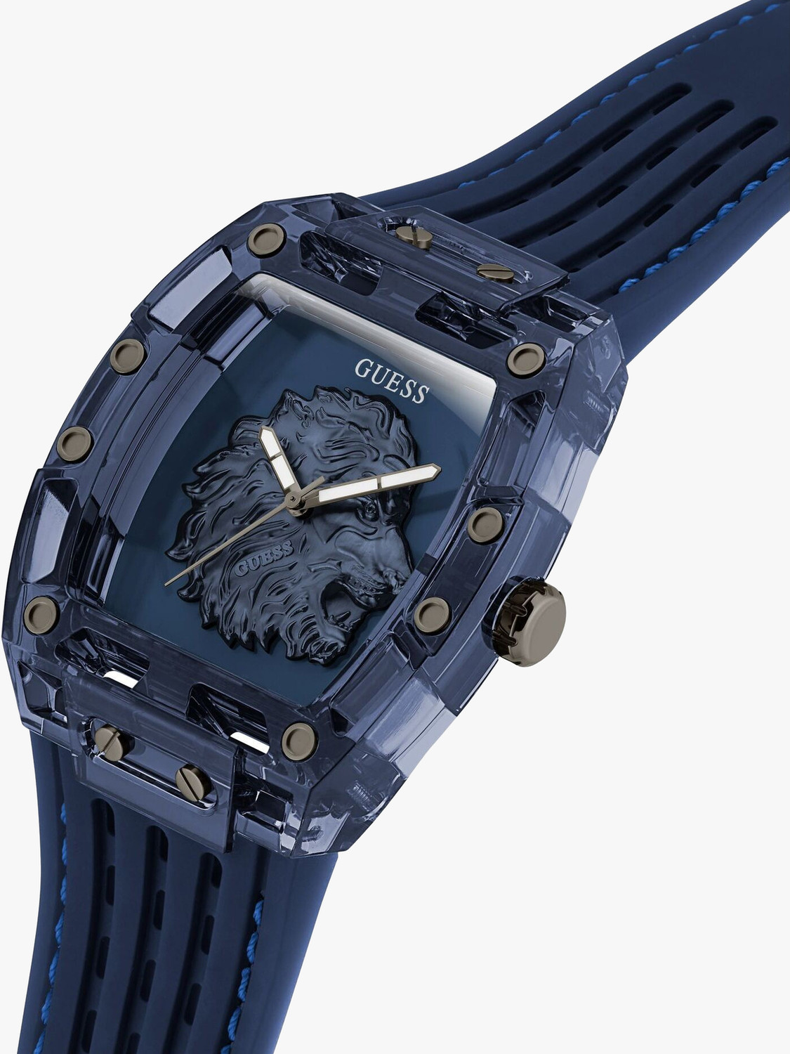 Image of GUESS GW0959G1 Blue Rectangle Dial Analog Watch - For Men