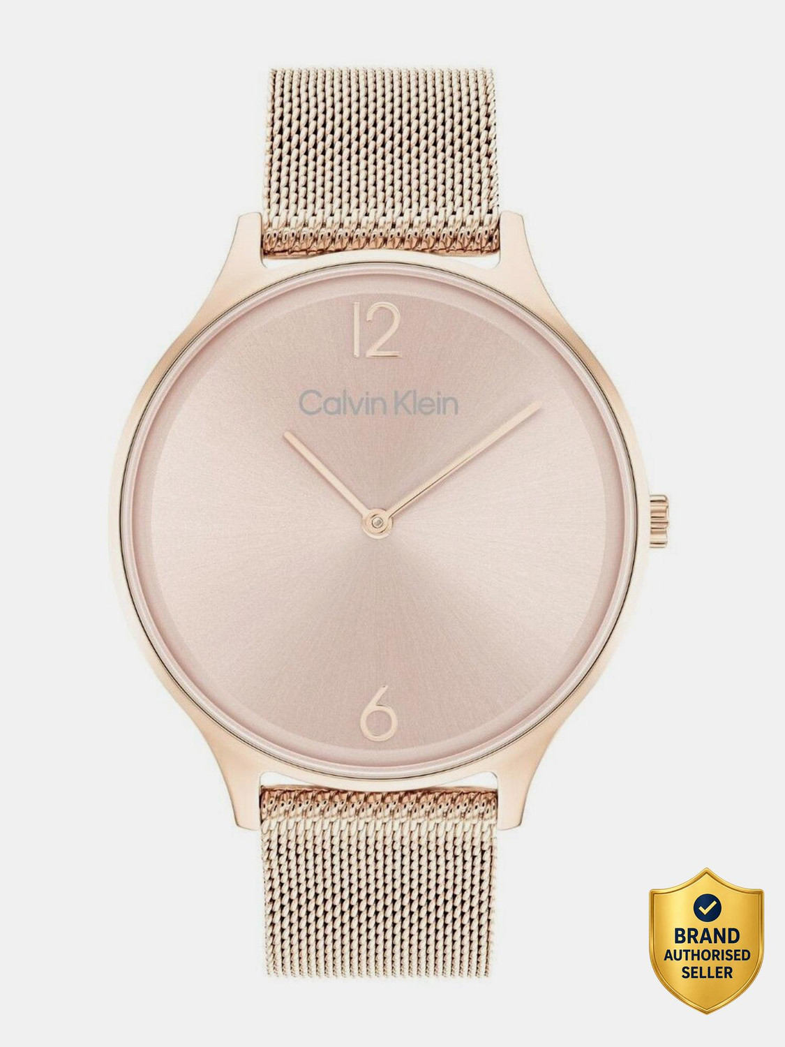 Image of Calvin Klein Timeless Mesh 38Mm Calvin Klein Timeless Mesh 38Mm Qtz Carnation Gold Round Dial Women's Watch / Analog Watch - For Women