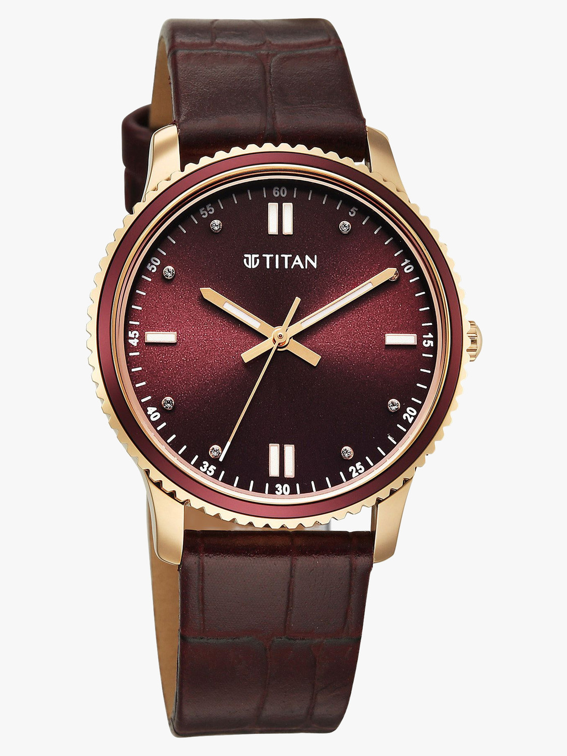 Image of Titan Purple Sports Fashion Purple Sports Fashion Quartz Maroon Dial Leather Strap Watch For Women Analog Watch - For Women