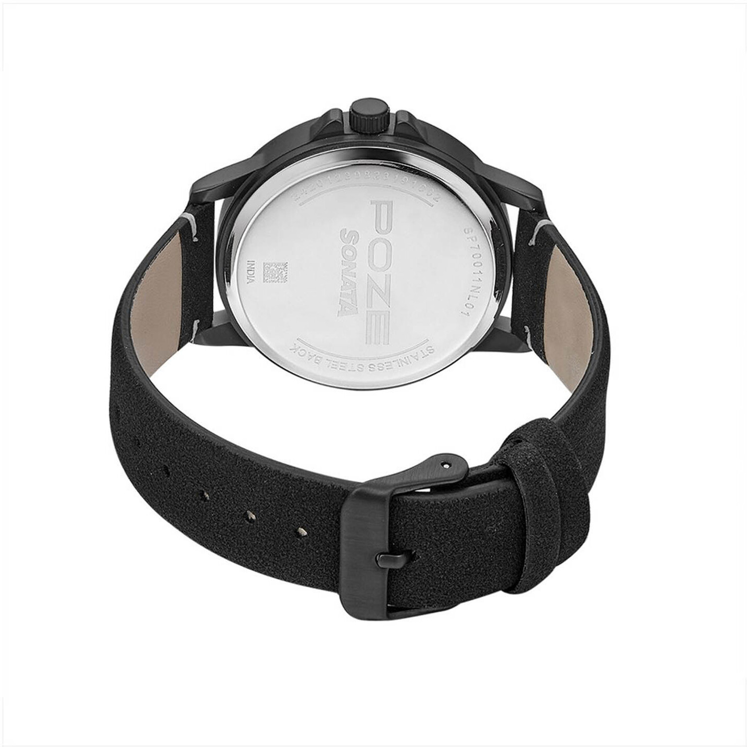Image of SONATA Sonata Poze Quartz Analog Black Dial PU Leather Strap Watch for Men Analog Watch - For Men