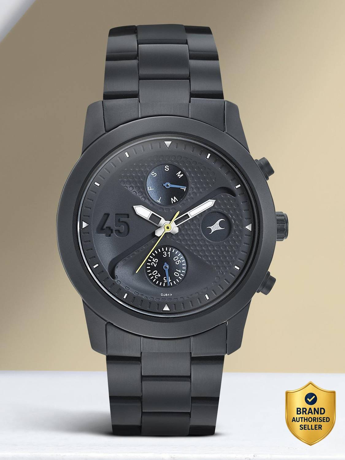 Fastrack NP3216NM01 Fastrack Go Skate Multifunction Black Dial Black SS Strap Analog Watch - For Men