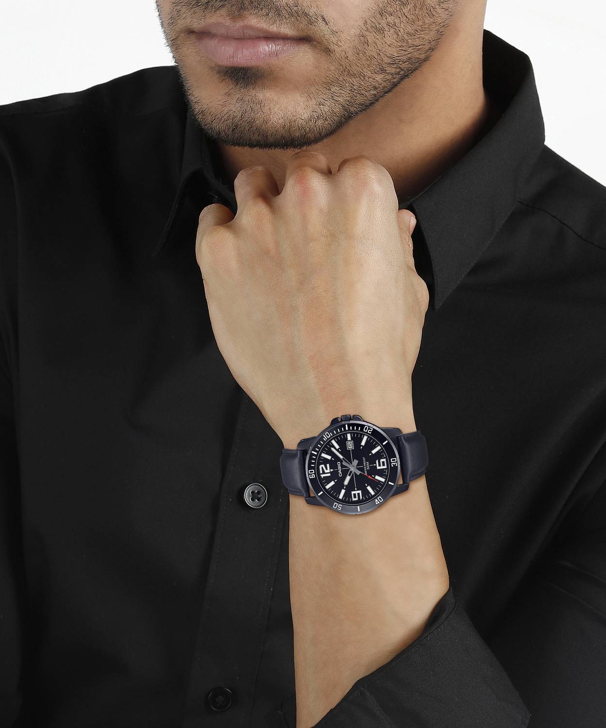 Casio Enticer MTP-VD01BL-1BVUDF Orologio Uomo Analogico, Quadrante Nero, Cinturino In Acciaio Inossidabile, Datario, Design Classico E Elegante - 4