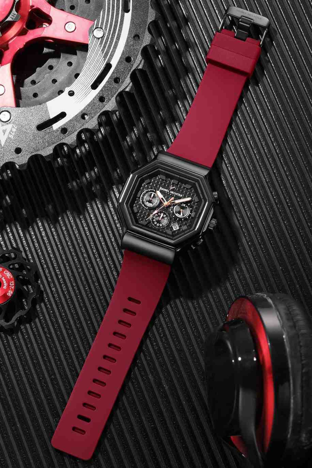Image of DANIEL HECHTER Model DHM1018 Analog Red Dial Men's Watch Analog Watch - For Men