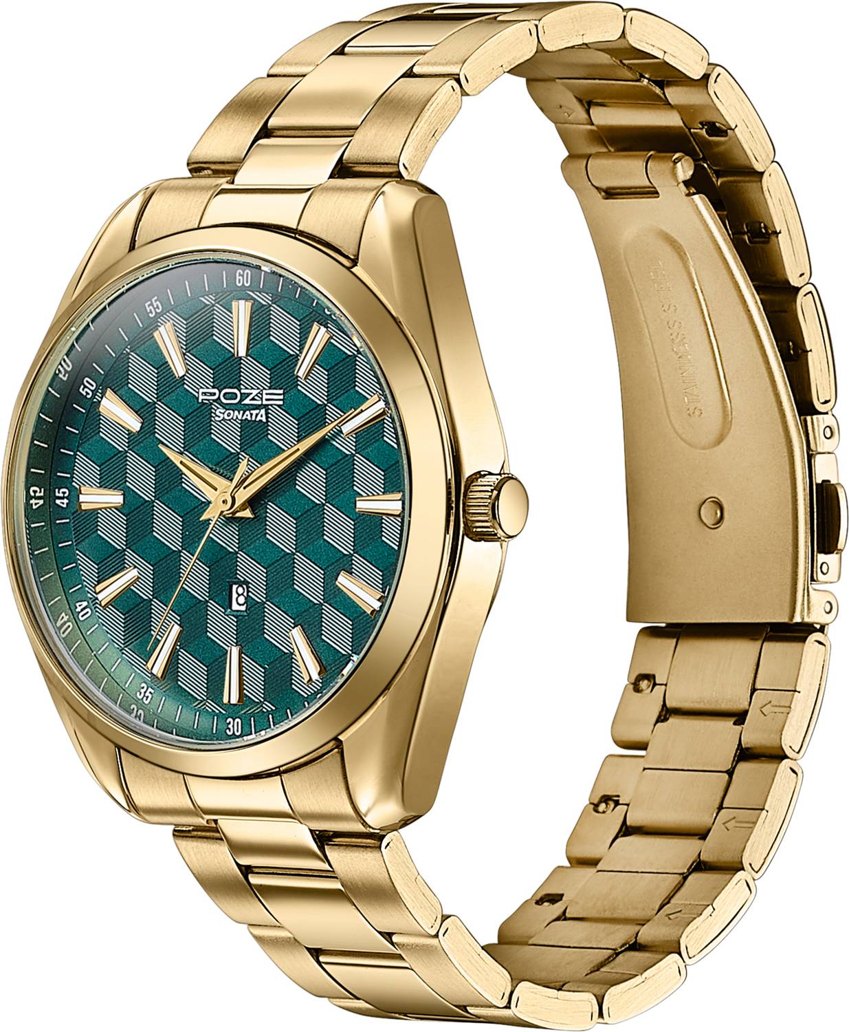Sonata Poze Crisscross Coast Green Men's Watch - Image 4