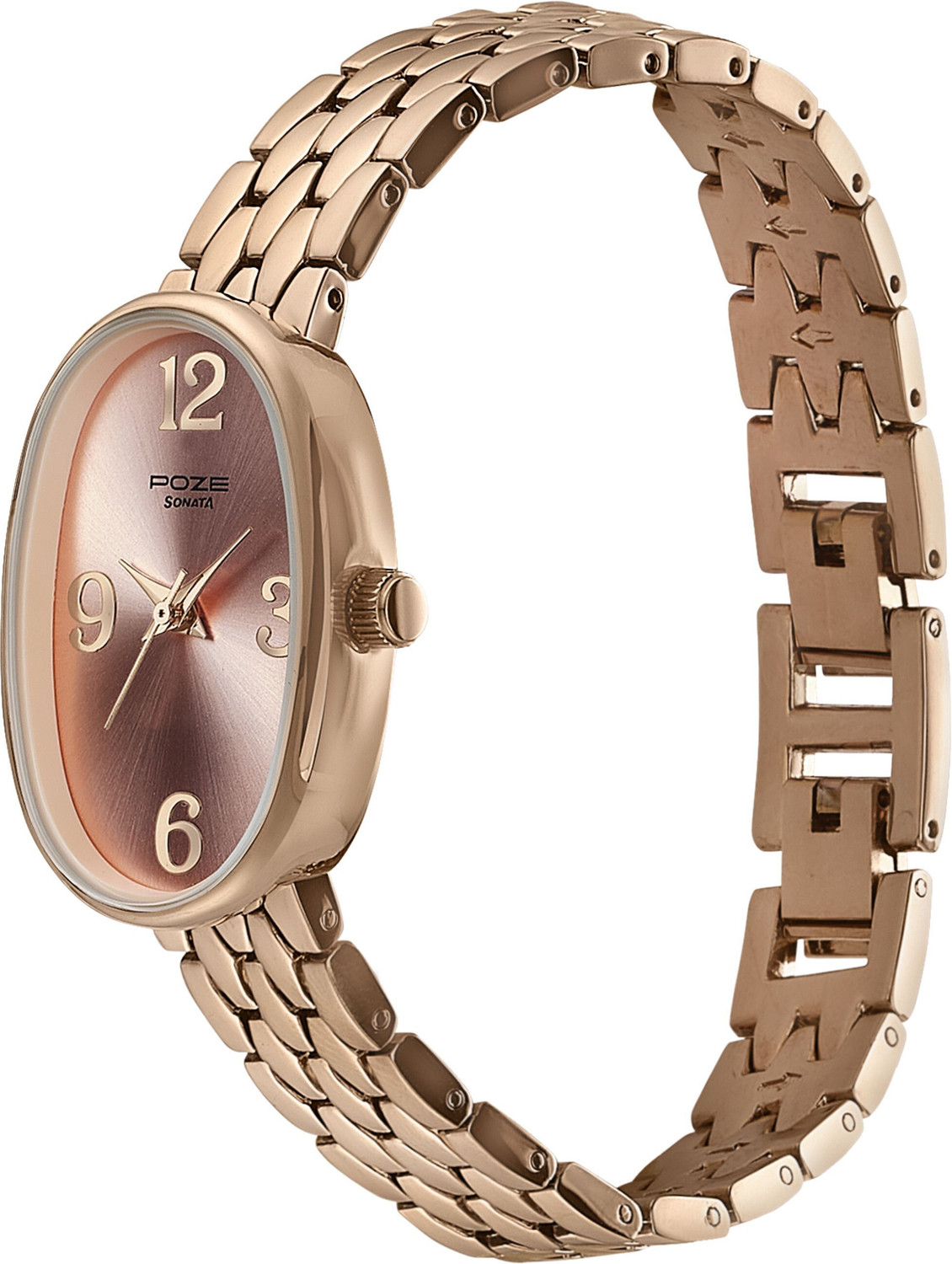 Image of SONATA Sonata Poze Brown Dial Rose Gold Metal Strap Analog Watch - For Women