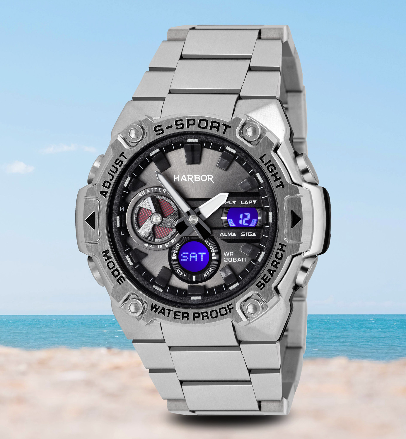 Image of Harbor 9125 Steel A Premium Watch for Men Encased in Stainless Steel Analog-Digital Watch - For Men