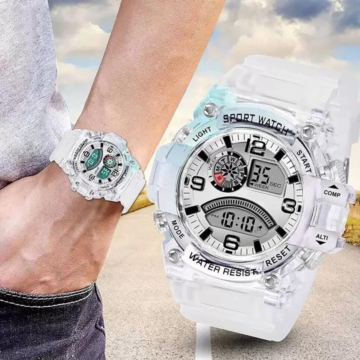Image of RareEagle Shockproof Multi-Functional Automatic Full Black Watch For Boys Digital Watch - For Boys Multi-Function Automatic Waterproof Transparent Sports Digital Watch