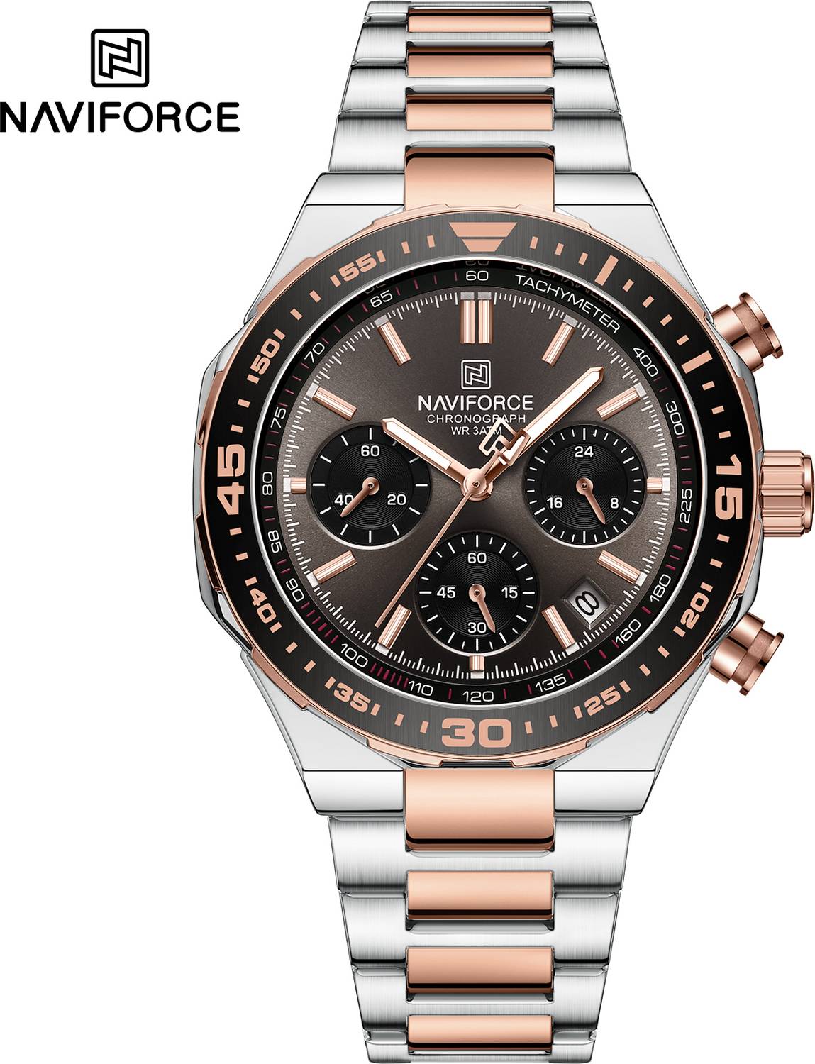 NAVIFORCE 8049 Unique temperament Silver Rosegold bracelet strap