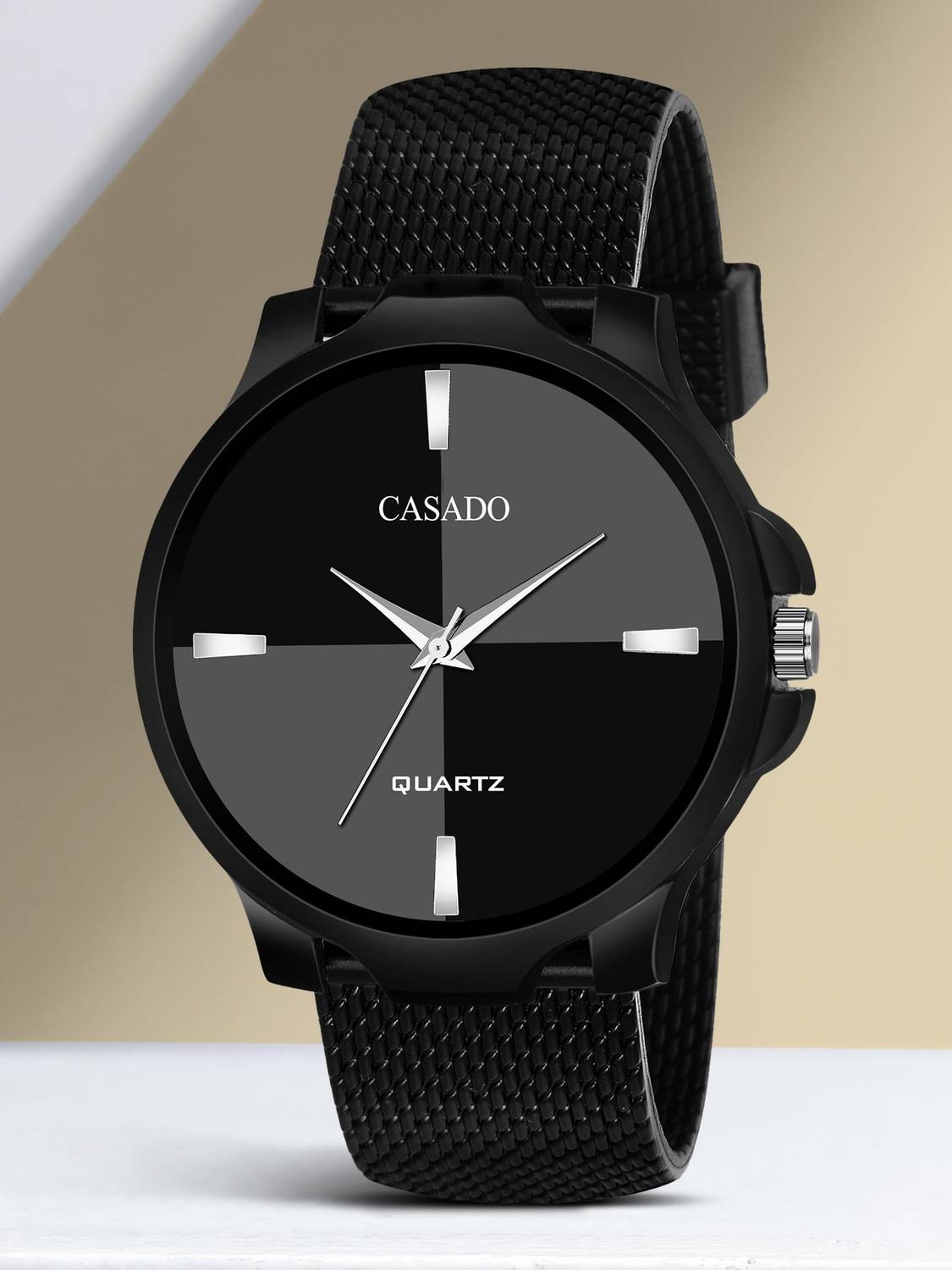 Casado The Quad Series | All Black | Two Tone | Minimalism | Premium | Silicon Mesh Strap | Scratch Resistant | Water Resistant | 1 Year Quartz Machinery Warranty | Boys The Quad Series | All Black | Two Tone | Minimalism | Premium | Silicon Mesh Strap | Scratch Resistant | Water Resistant | 1 Year Quartz Machinery Warranty | Boys Analog Watch - For Men