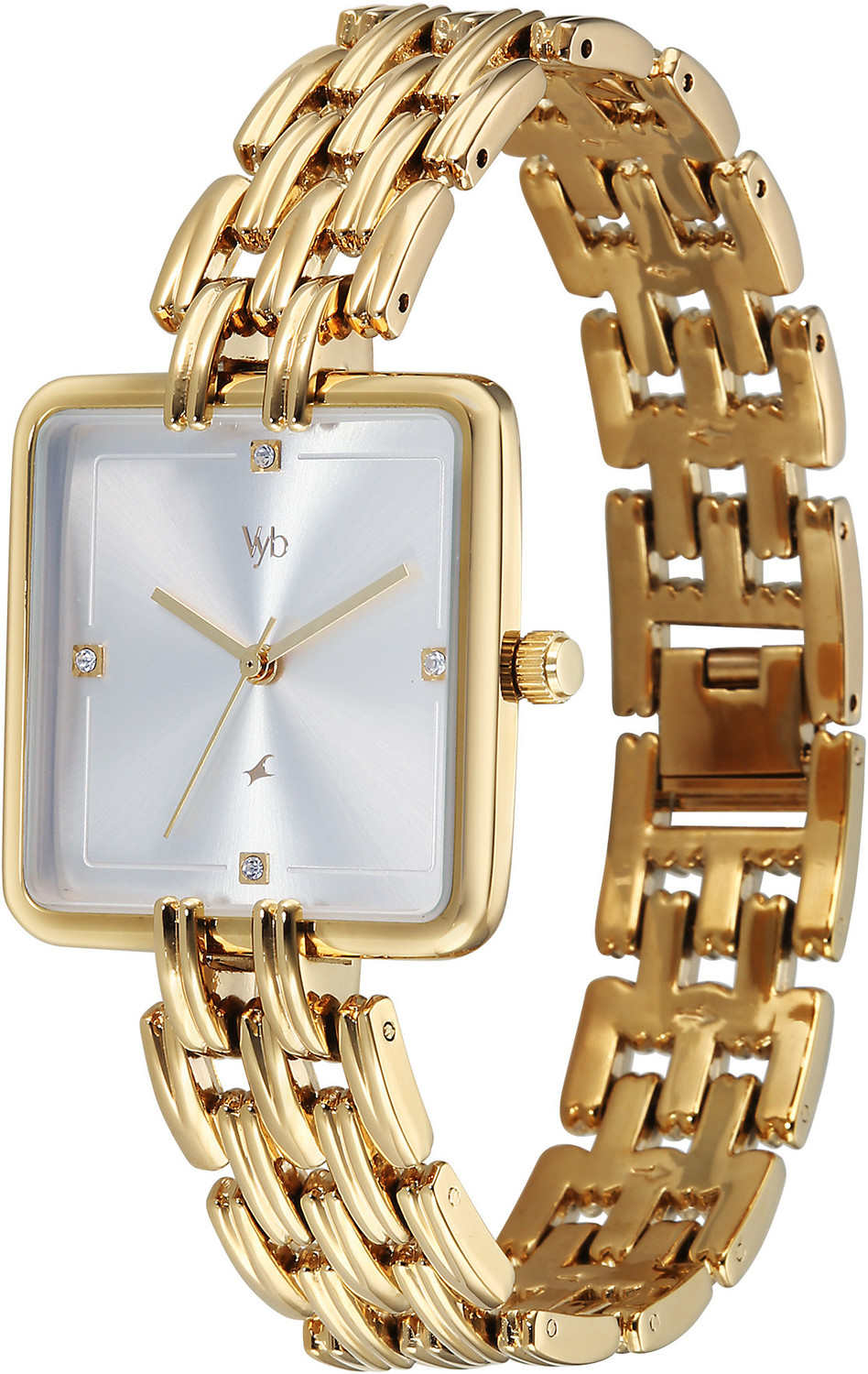 Image of Fastrack Vyb Minimalist Fastrack Vyb Minimalist Quartz Silver Dial Gold Strap Analog Watch - For Women