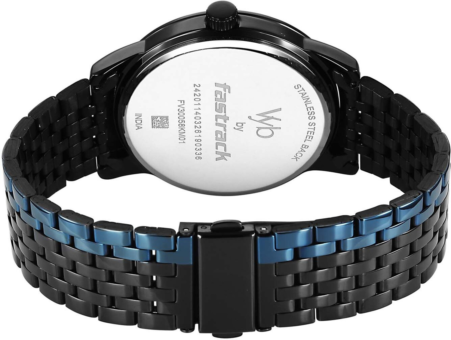 Image of Fastrack Vyb Phantom Vyb Phantom Quartz Black&Blue Dial Black&Blue Stainless Steel Strap Analog Watch - For Men