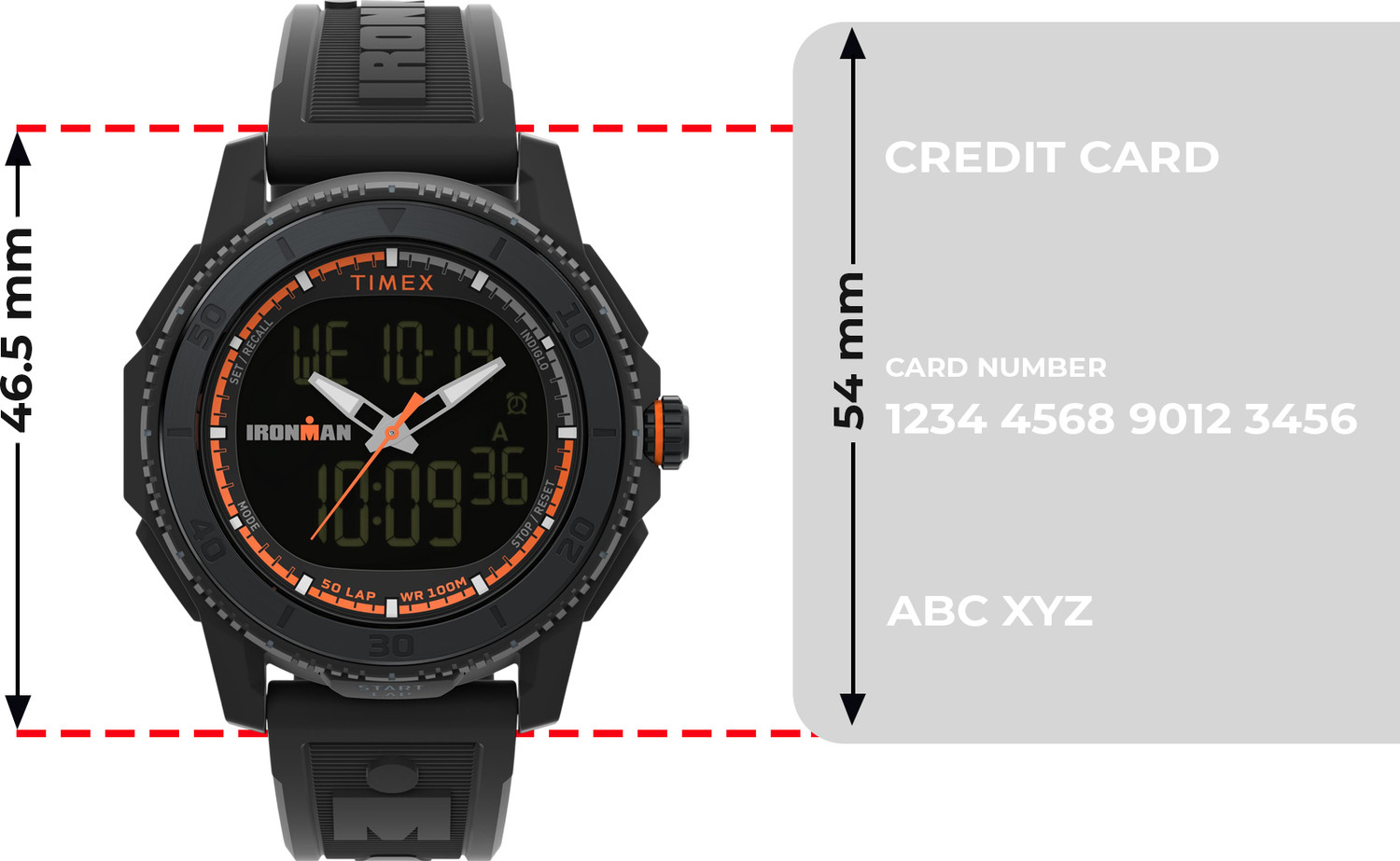 Image of TIMEX TW2W53600UJ Ironman Round 46mm Black Dial Digital Watch - For Men
