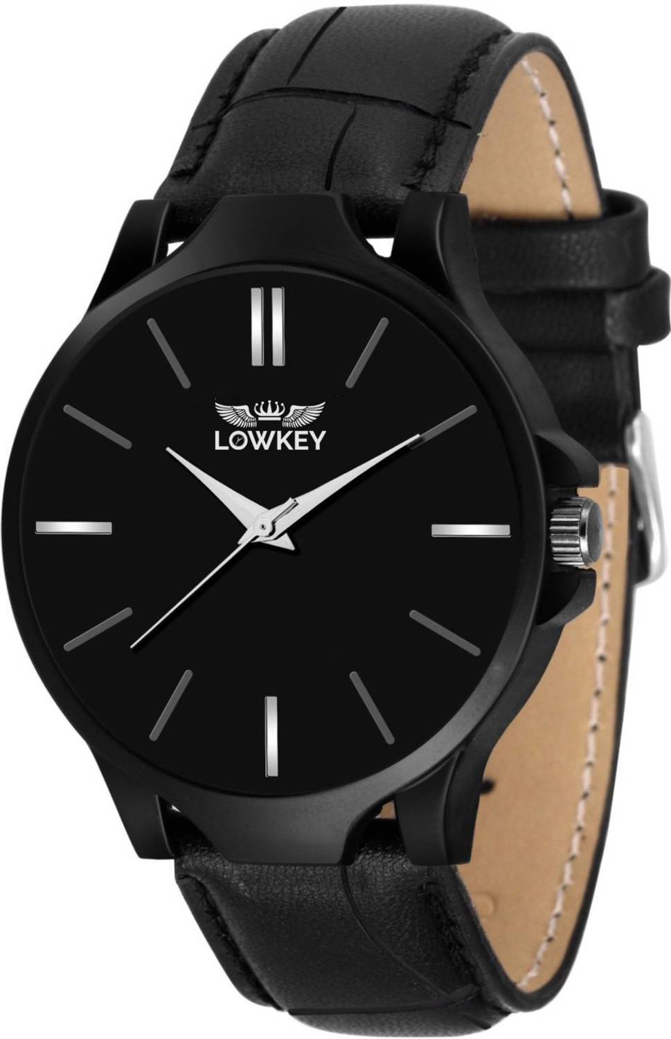 LOWKEY LK-9917 Black dial leather strap classic All Black Minimalistic Premium Series Men Designer Watch with Quartz Mechanism Analog Watch - For Men