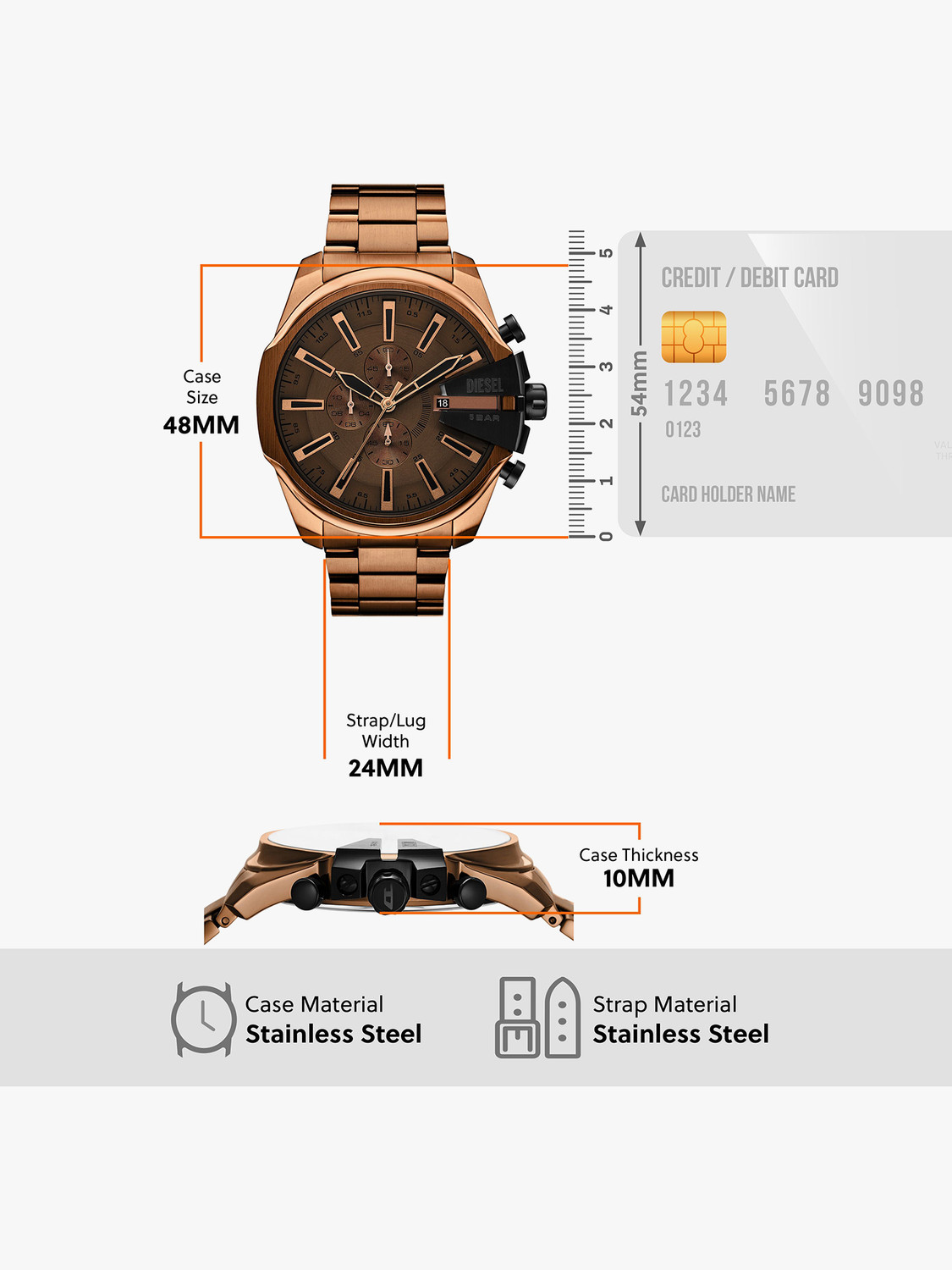 Image of DIESEL Mega Chief Slim Mega Chief Slim Analog Watch - For Men