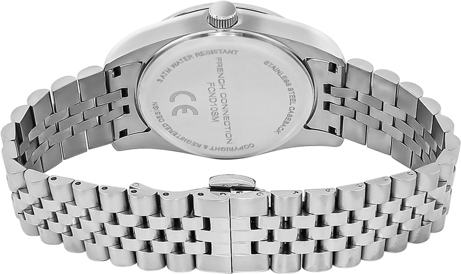 Image of French Connection Light Blue Day and Date Modern Dial | Silver Stainless Steel Watch for Men Analog Watch - For Men