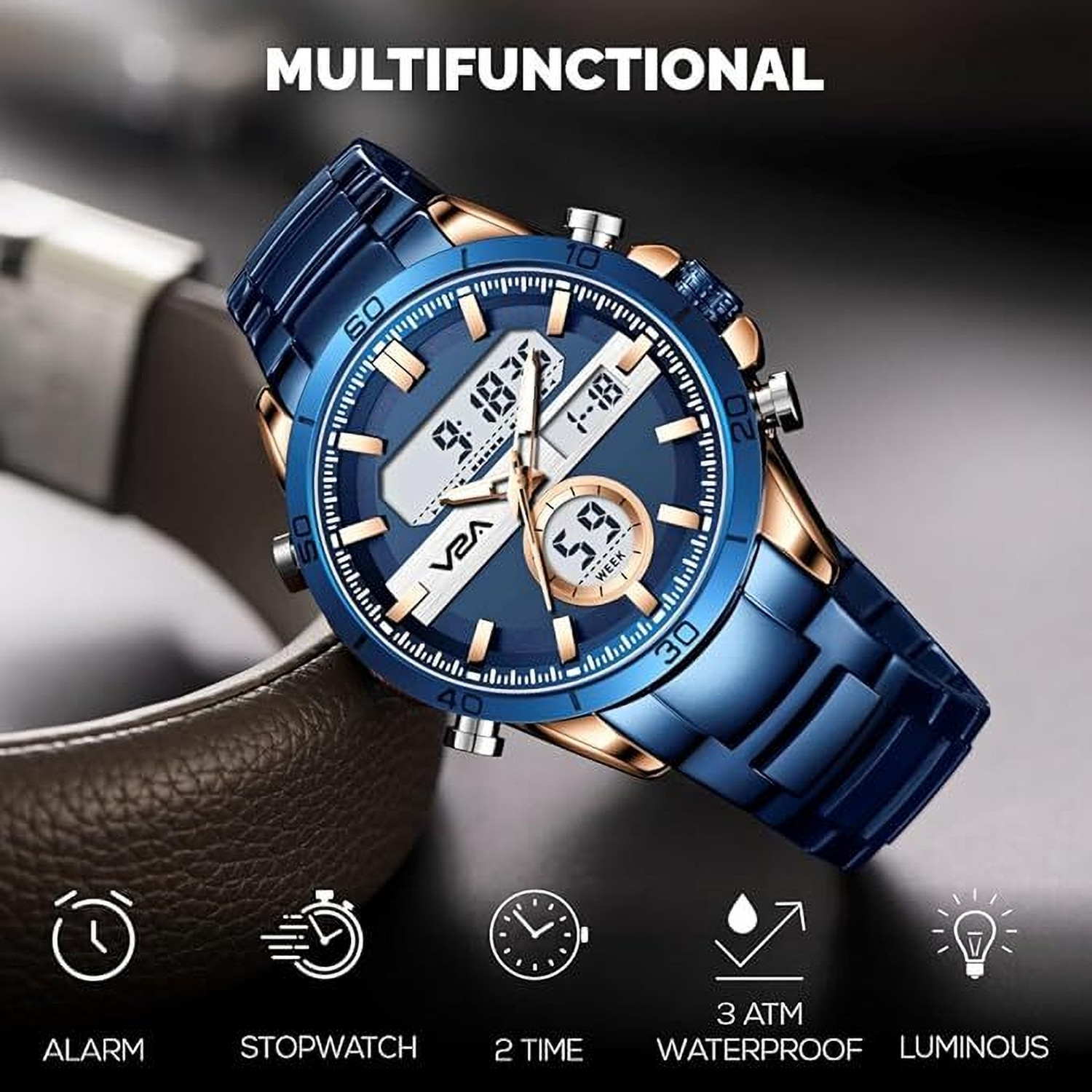 Image of V2A Men Analog Quartz watch Analog-Digital Watch - For Men Blue Stylish Trendy Premium Party-Wear Casual