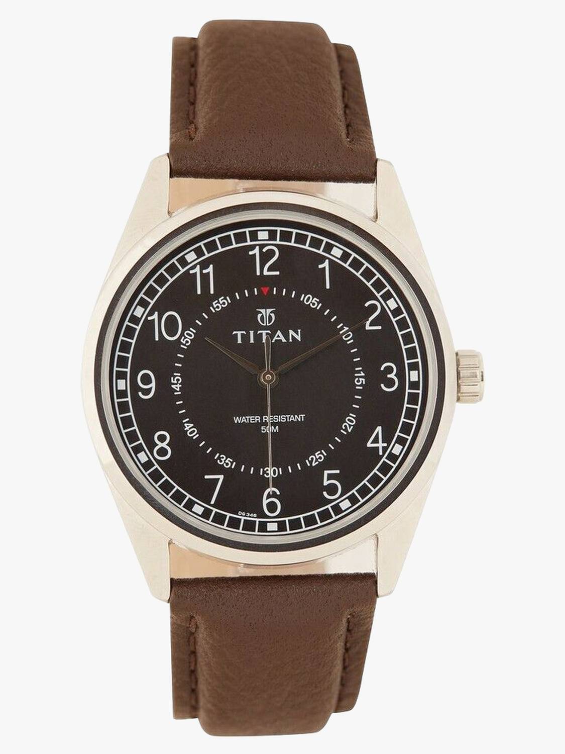 Titan Workwear Black Dial Brown Leather Strap Watch - Image 3