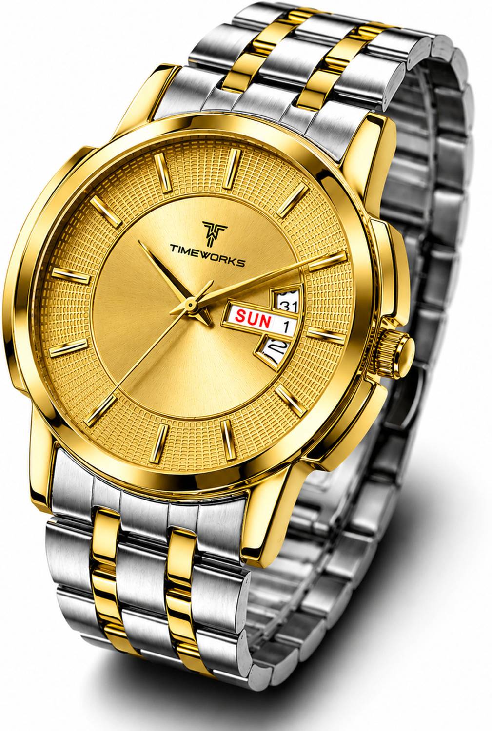 TIMEWORKS Analog Day & Date Watch for Men, Gold - Image 5