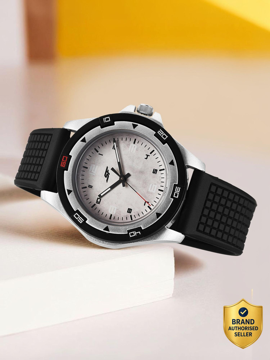Image of SONATA Sporty Analog Analog White Dail With Black Plastic Strap Analog Watch - For Men