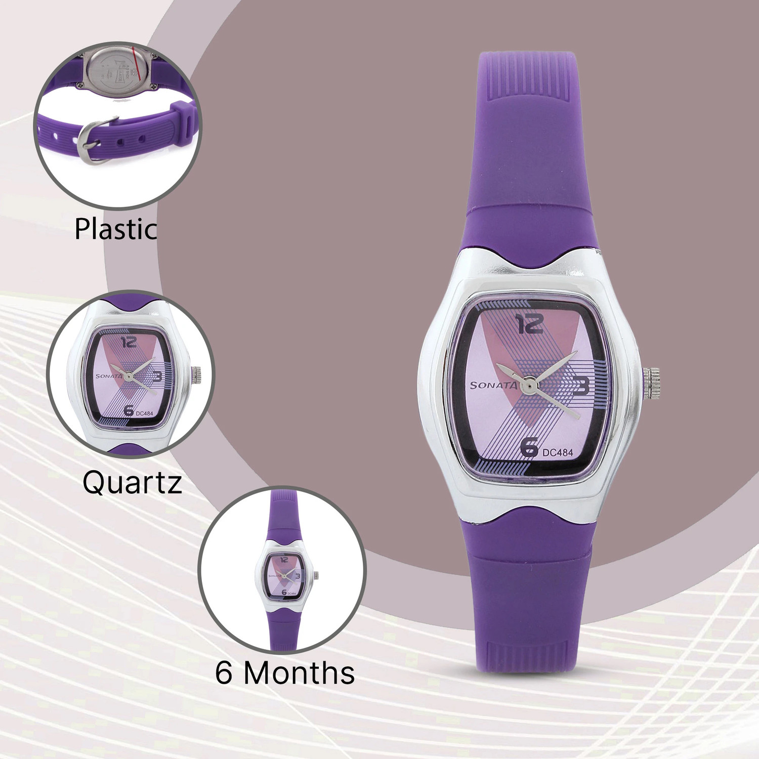 Image of SONATA NP8989PP01 SF Quartz Purple Dial Purple Plastic Strap Analog Watch - For Women