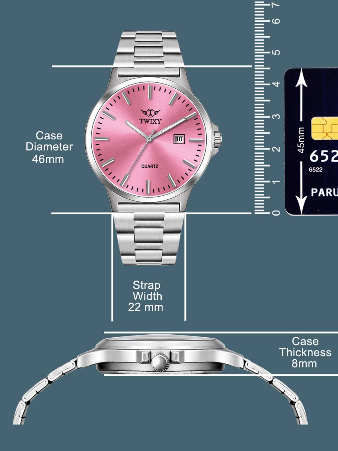 TWIXY TYW-16 PINK Minimalist Series Pink Date Display Function