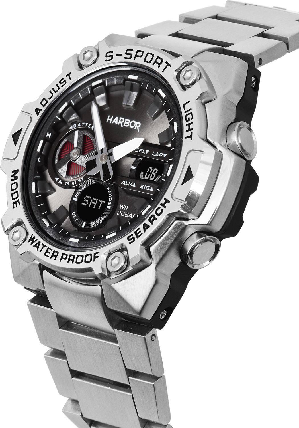Image of Harbor Stainless Steel Premium Men's Watch for the Discerning Gentleman Analog-Digital Watch - For Men Stainless Steel Analog Digital Worldtime Watch for Every Occasion