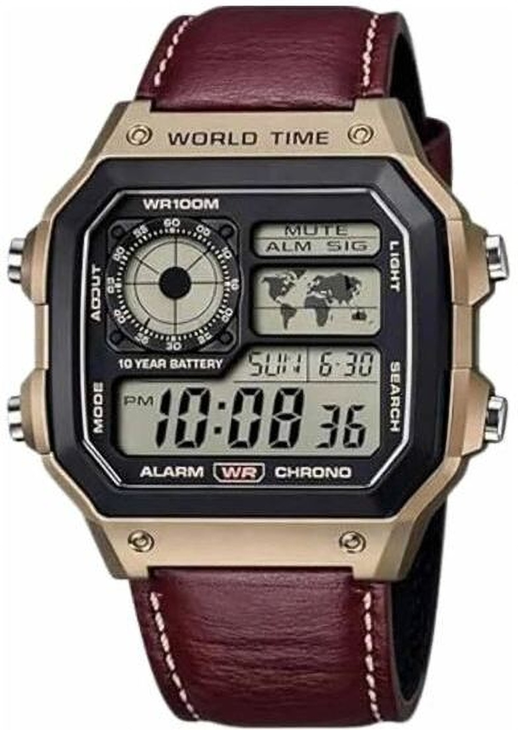 Image of Siraya SIRAYA Digital Square Dial Men's watch with Brown Leather Strap Digital Watch - For Men