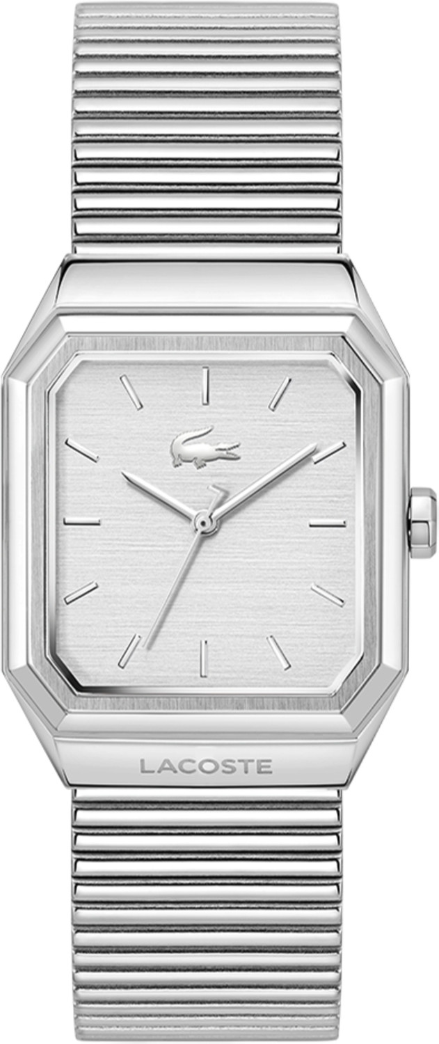Image of Lacoste Rene Qtz Basic Silver White Rectangular Dial Men's Watch-2011500 Analog Watch - For Men 2011500
