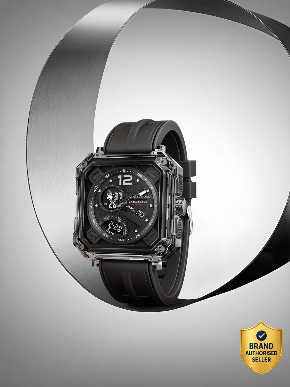 Image of Carlington CT 8121 Black Velocity Series Analog-Digital Watch - For Men