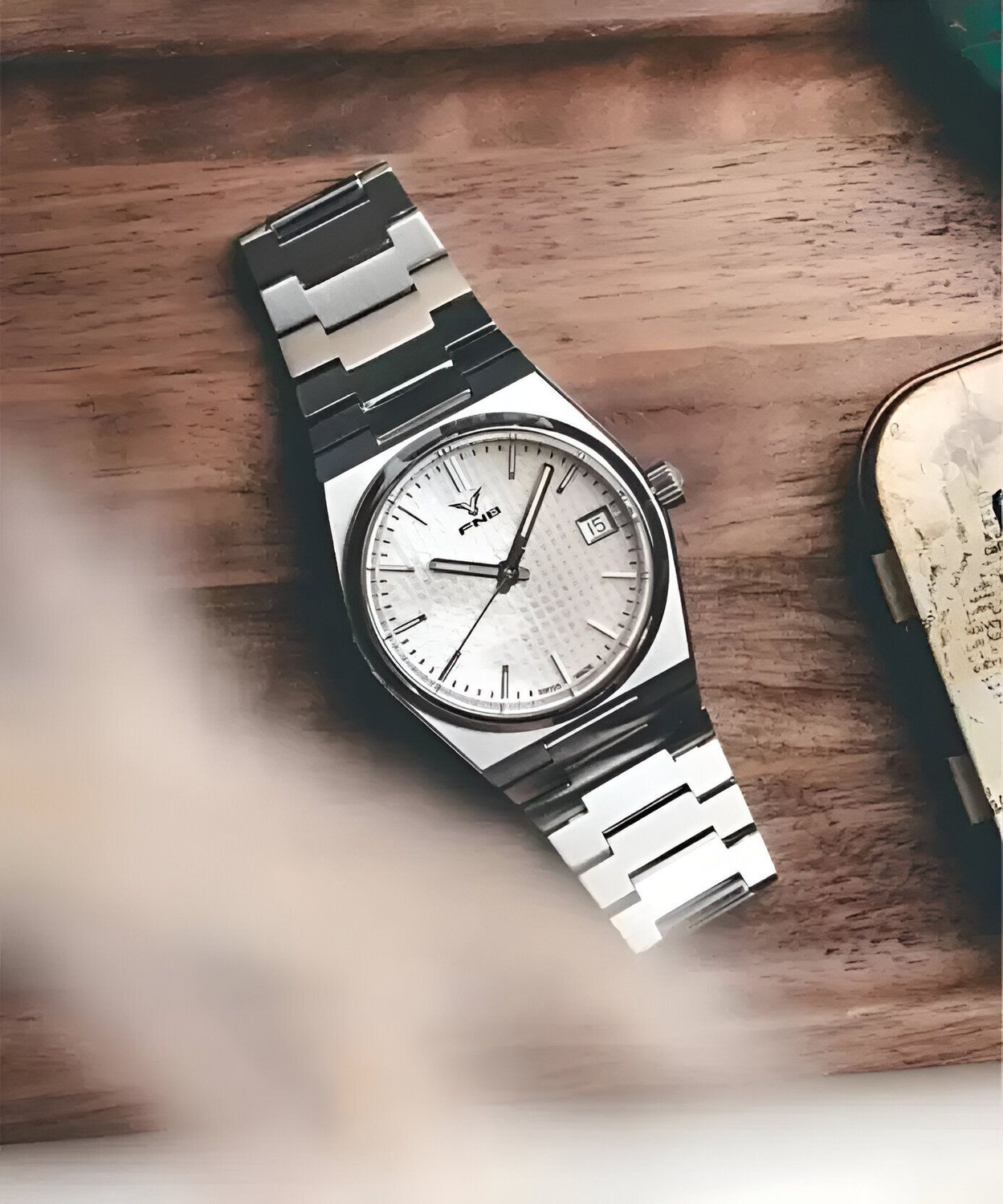 Image of FNB FN-2530-White Signature Silm Series Comfortable Slim Chain Analog Quartz Analog Watch - For Men