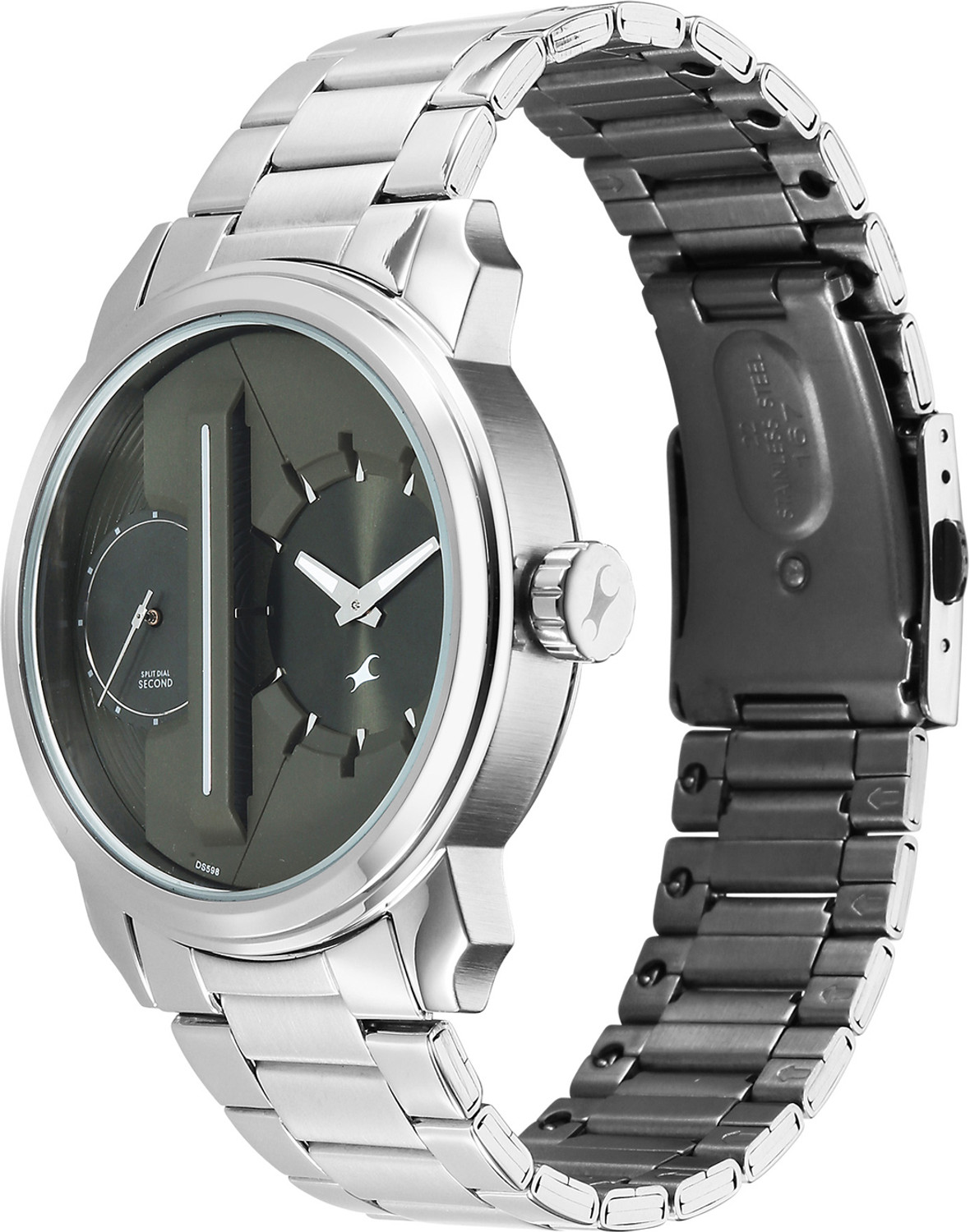 Image of Fastrack Fastrack Pulse IV Quartz Olive green Dial Silver Stainless Steel Strap Analog Watch - For Men