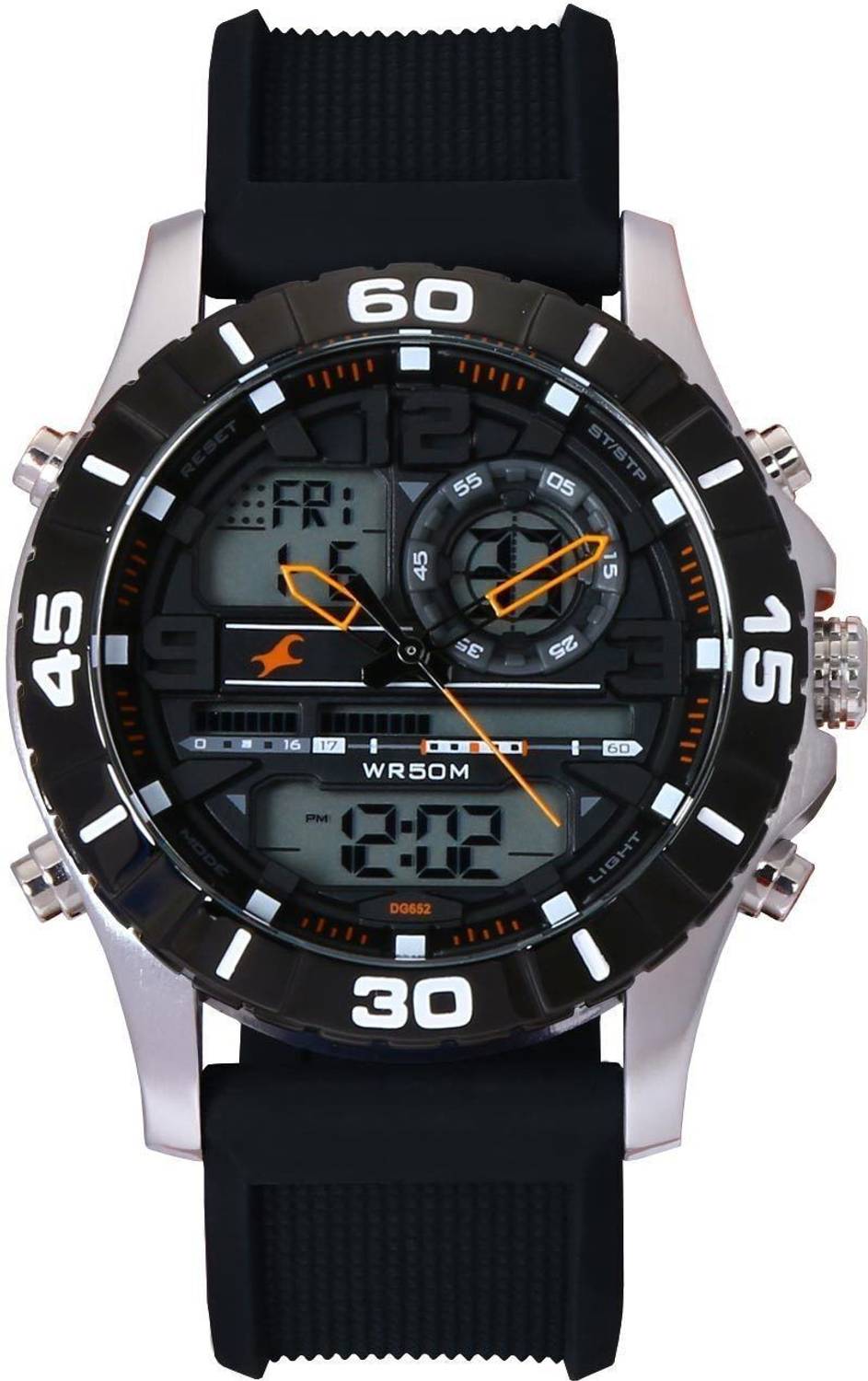 Fastrack NP38035SP03 Fastrack Digital Black Dial Black Silicone Strap Analog-Digital Watch  - For Men