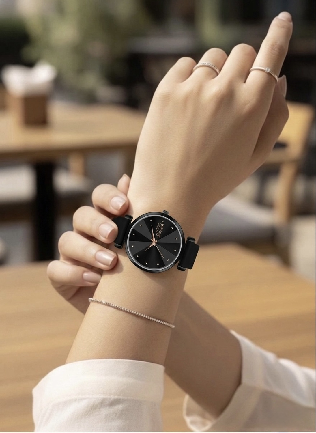 Image of Shivark Black Silicone Strap Analog Watch - For Women
