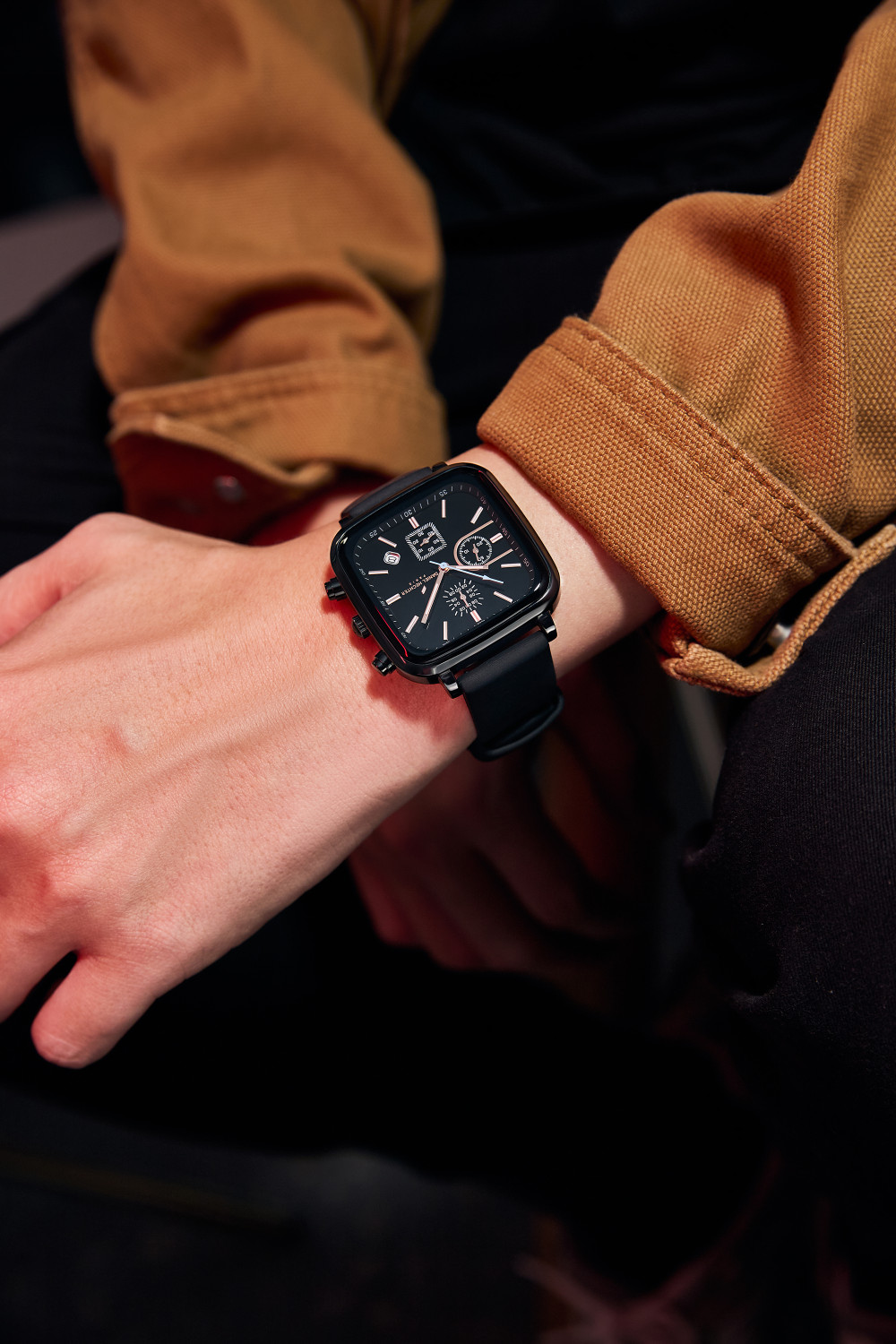 Image of DANIEL HECHTER Model DHM1002 Modern Multi Functional Watch for Men with Square dial and Silicon Band Analog Watch - For Men