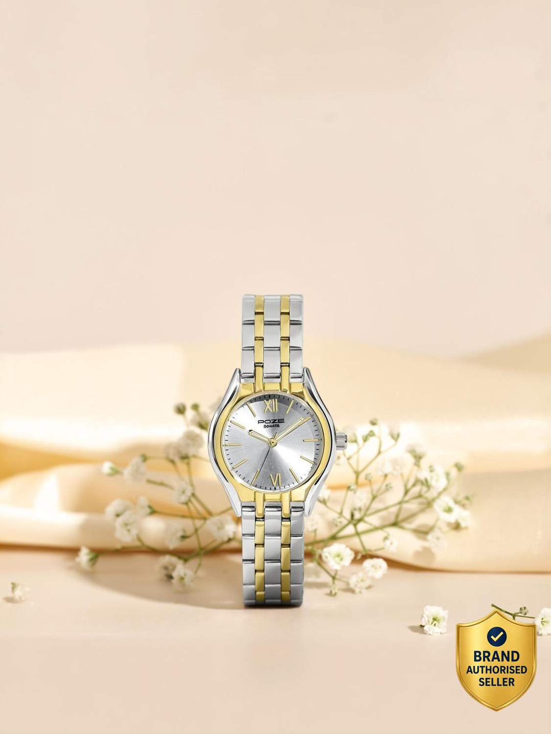 Image of SONATA Poze 8 Sonata Poze 8 Quartz Silver Dial IPS+IPG 304SS Sheet Metal Strap Analog Watch - For Women