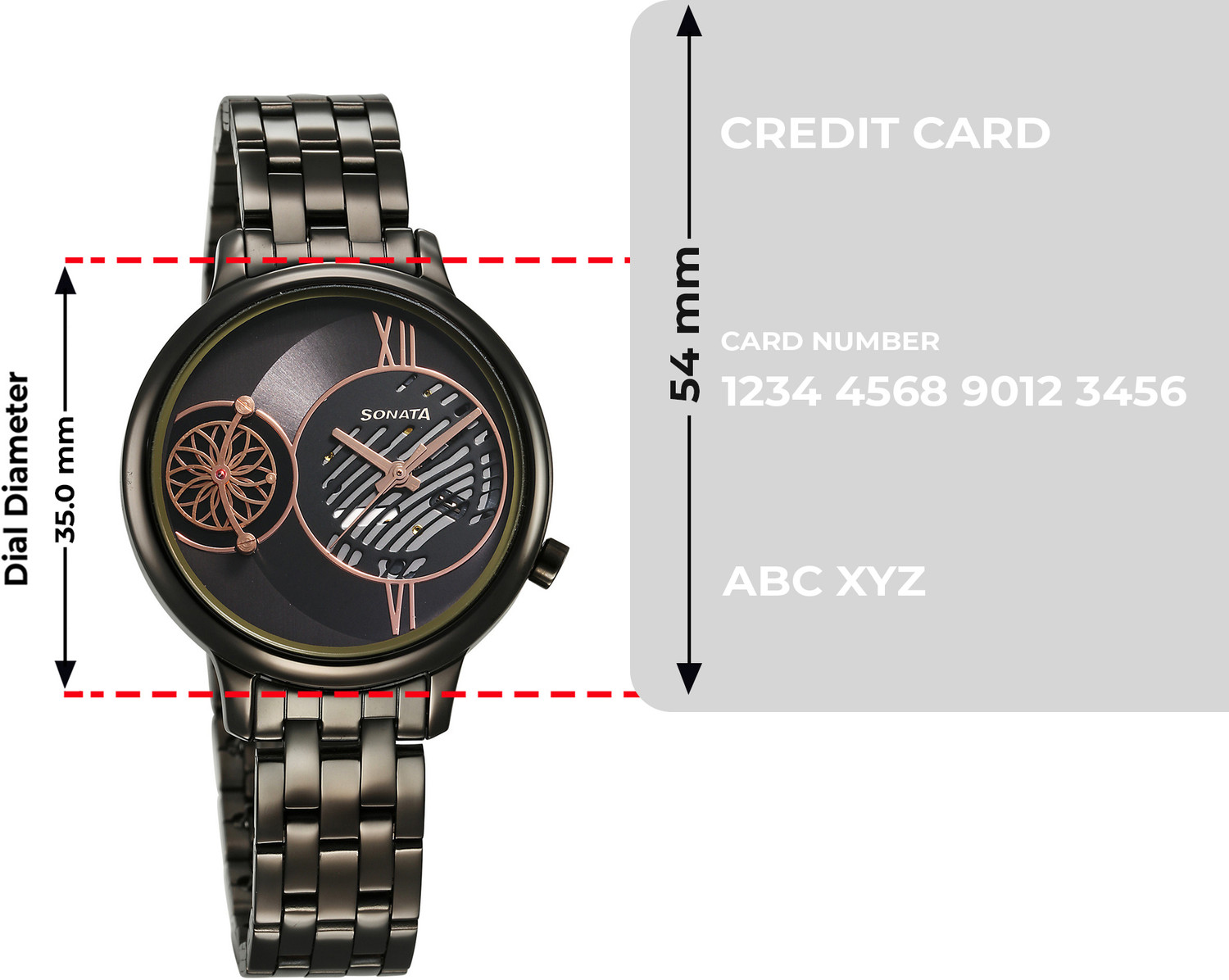 Image of SONATA Unveil- 3.0 Sonata Unveil Black Dial Black Metal Strap Analog Watch - For Women