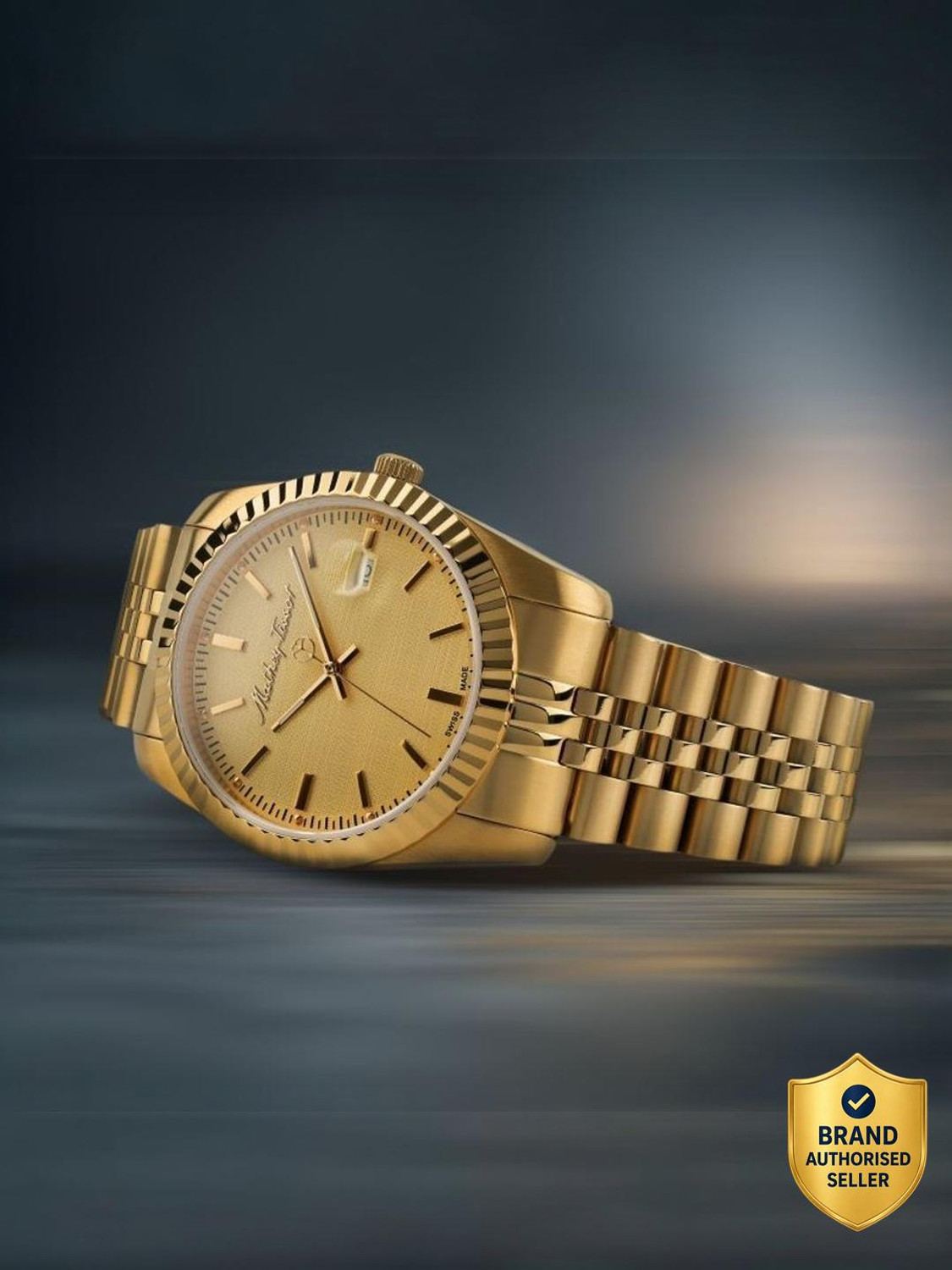 Image of Mathey-Tissot H810PDI Swiss Made Mathy III Quartz Ronda 515 H3 Movement Gold Dial Analog Watch - For Men