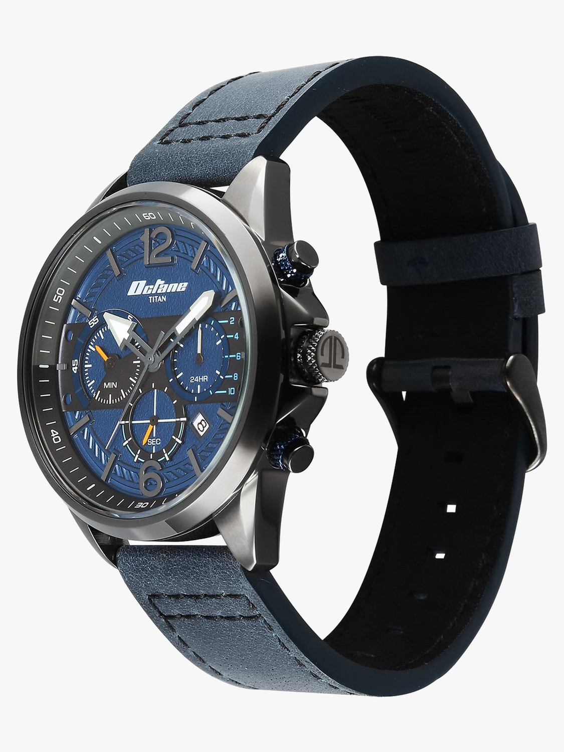 Image of Titan Titan Octane Cred Titan Octane Cred Quartz with Blue Dial Blue Leather Strap Analog Watch - For Men