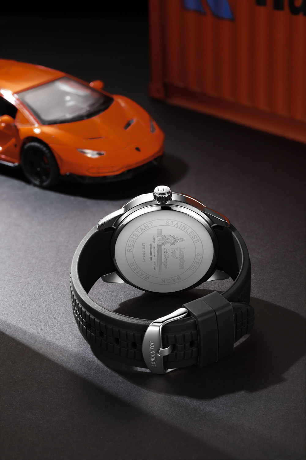 Image of London Fog White Dial Black Silicone Strap Round Metal Case Date Display Luminous Marker Duke Collection White Dial Black Silicone Strap Round Date Luminous Marker Analog Watch - For Men