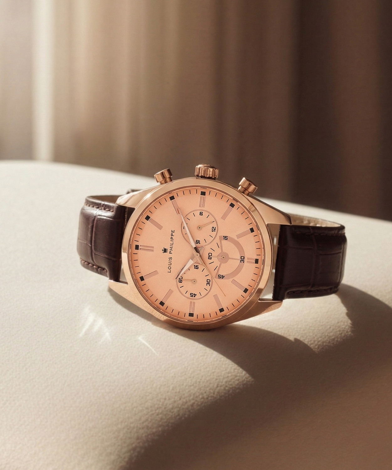 Image of Louis Philippe Chronograph Rose Gold Dial Analog Watch Analog Watch - For Men
