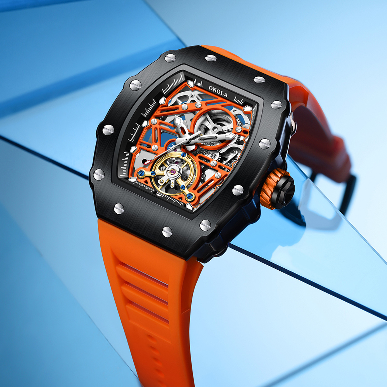 Image of ONOLA Mens Watch Automatic Mechanical Skeleton Dial Luxury wrist Watch For Men Analog Watch - For Men
