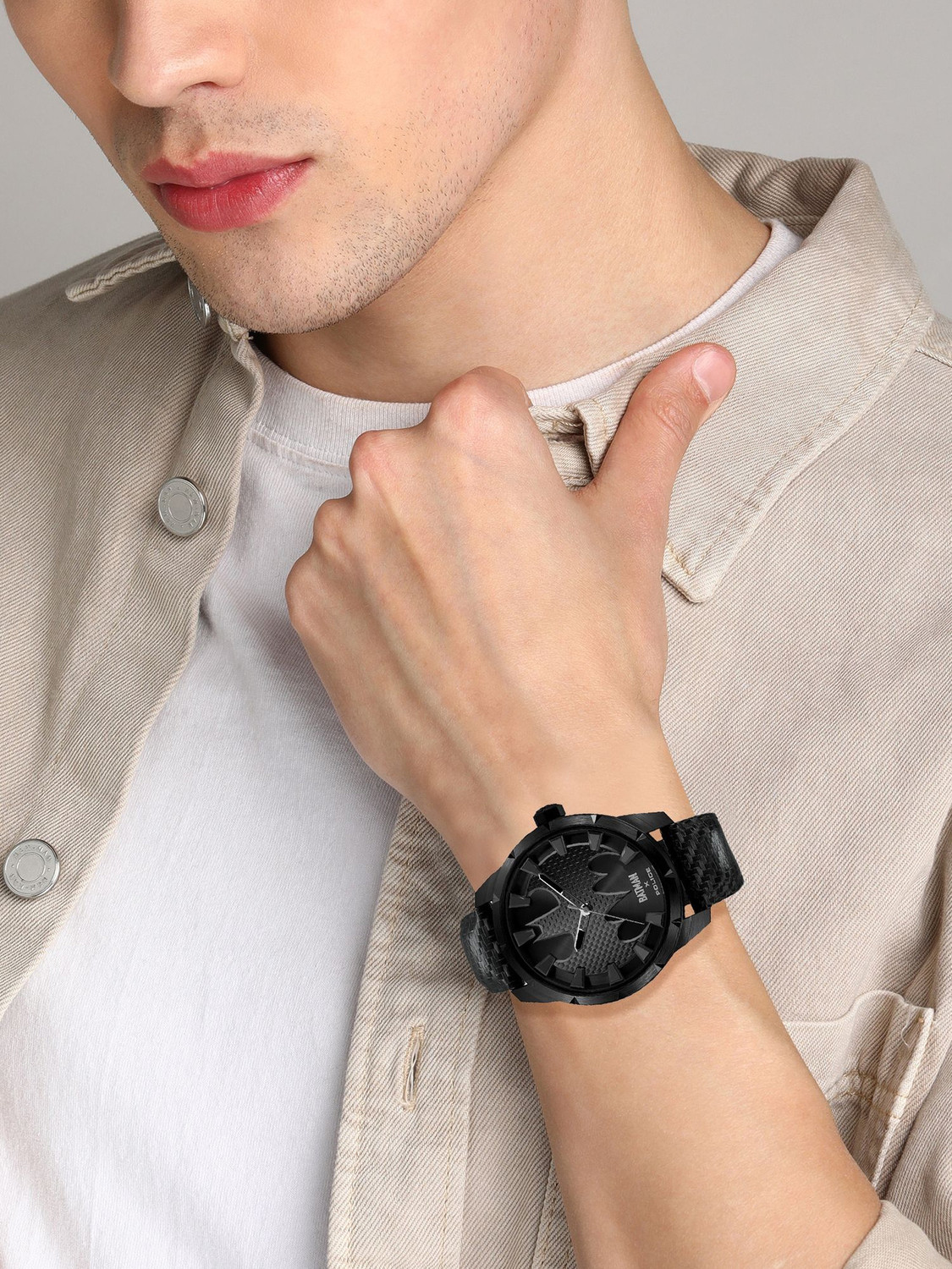 Image of Police Batman Batman The Bat Limited Edition Black Dial Black Strap Watch for Men Analog Watch - For Men